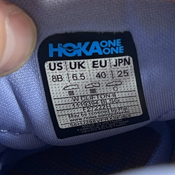 Hoka One One Clifton 8 Women Size 8 Blue Purple Running Shoes Sneakers - Picture 9 of 9